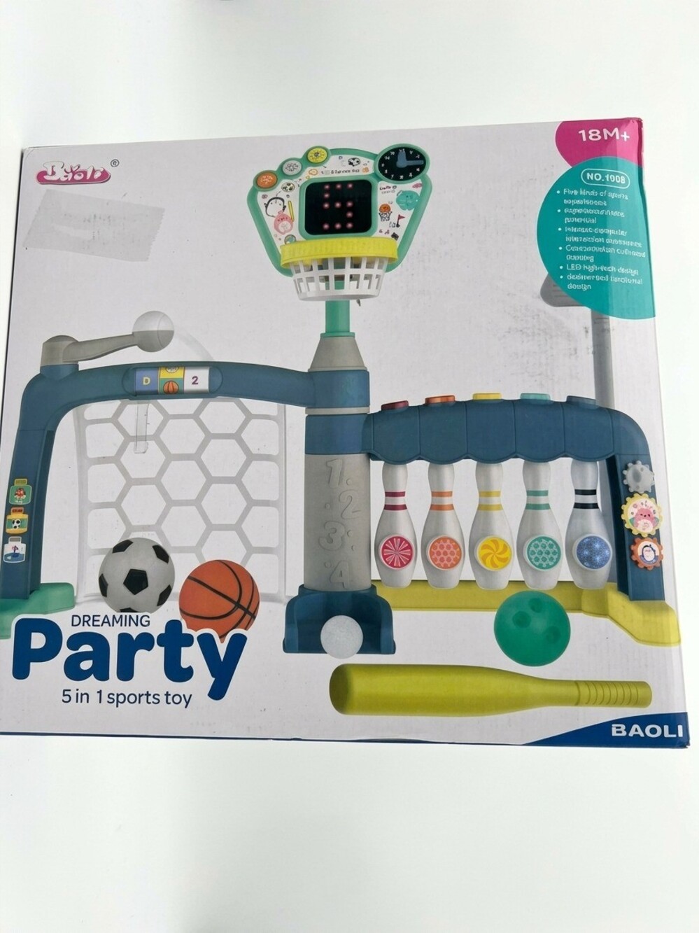 5-in-1 Toddler Sports Toys Activity Center: Includes Basketball Soccer Bowling B